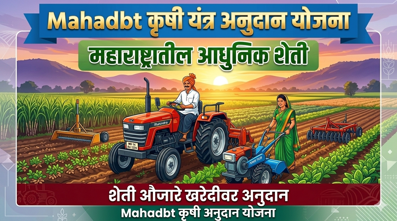 कृषी यांत्रिकीकरण उप अभियान 2026: Mahadbt कृषी यंत्र अनुदान योजना, पात्रता, अर्ज प्रक्रिया व संपूर्ण माहिती.