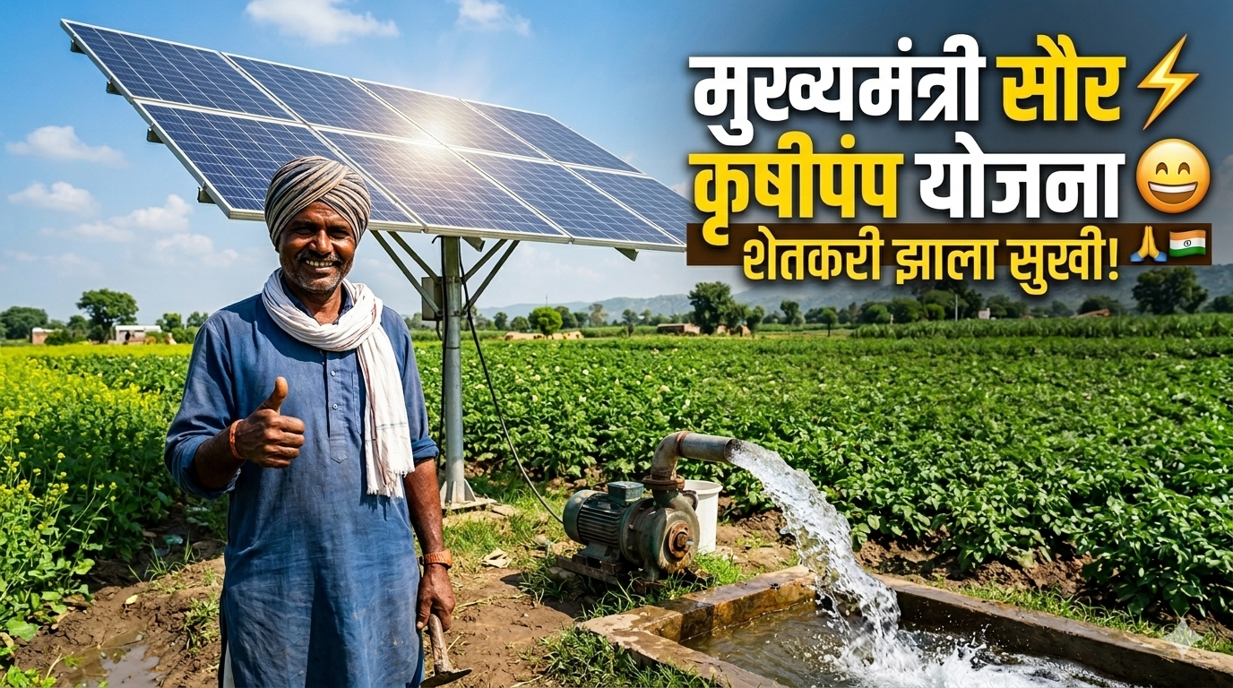 मुख्यमंत्री सौर कृषी पंप योजना – अर्ज प्रक्रिया, पात्रता, अनुदान व संपूर्ण माहिती.